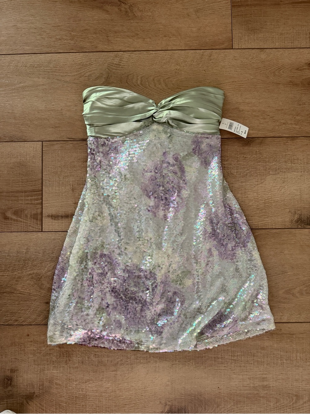 Windsor Sage Lavender Sequin Strapless Mini Dress NWT S